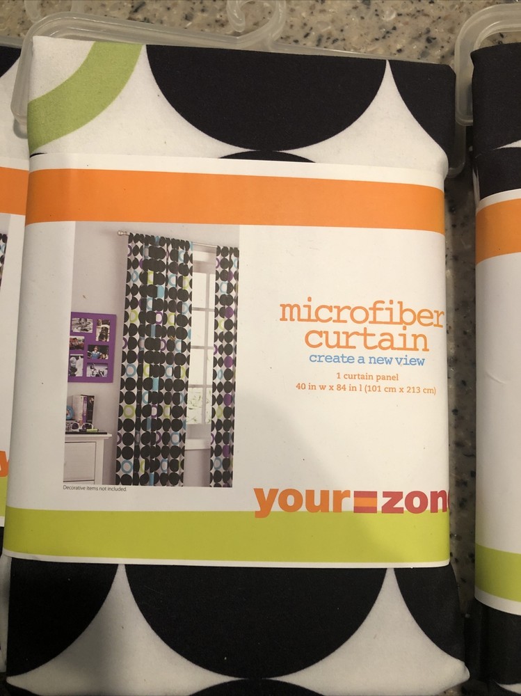 Microfiber curtain panel 40 x 84” teal black purple new