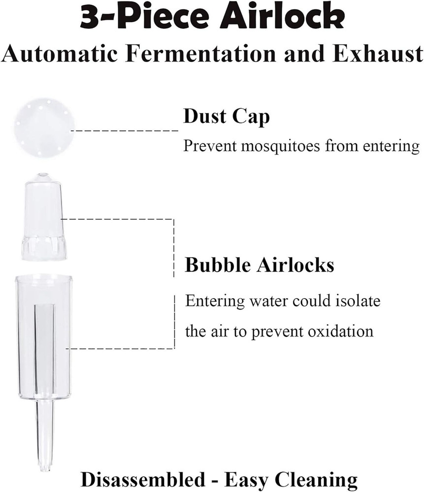 6-Pack Fermentation Lids Kit for Wide Mouth Jars, Includes Airlocks & Grommets
