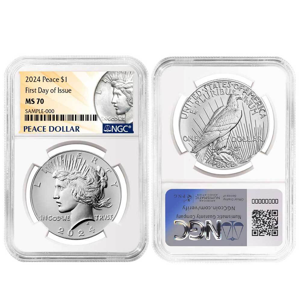 2024 $1 Morgan and Peace Silver Dollar 2pc Set NGC MS70 FDI Morgan & Peac...