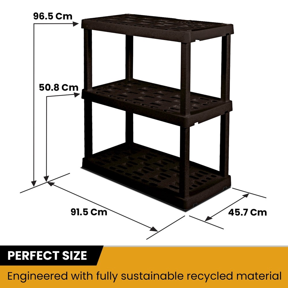 Large 3-Tier Shelving Unit,Multipurpose Garage Plastic Shelf Organizer，