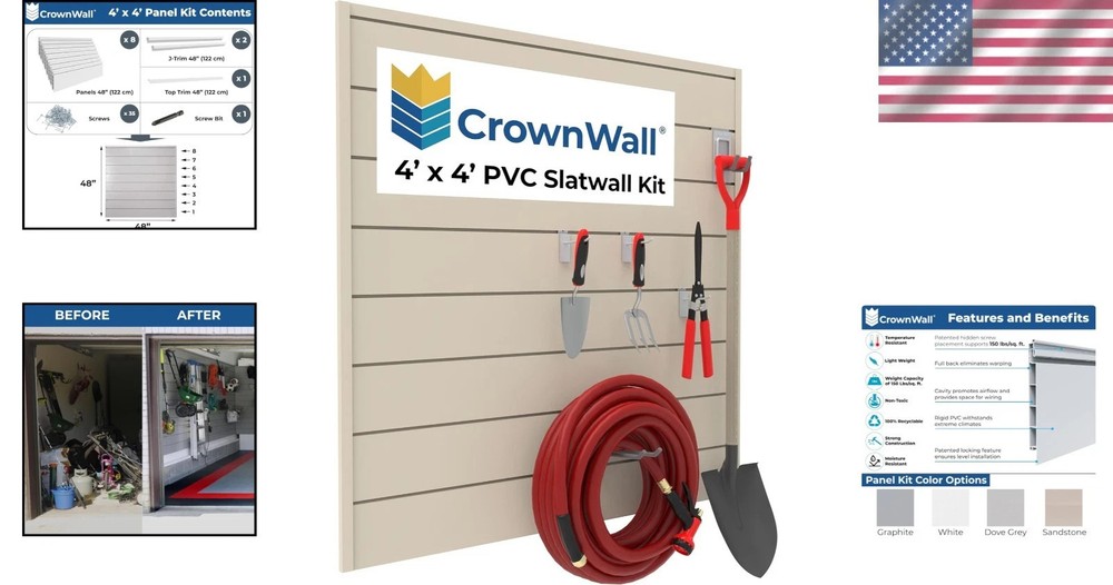 SLATWALL CUSTOMIZABLE SLATWALL STORAGE PANELS - 4FT X 4FT - BEIGE