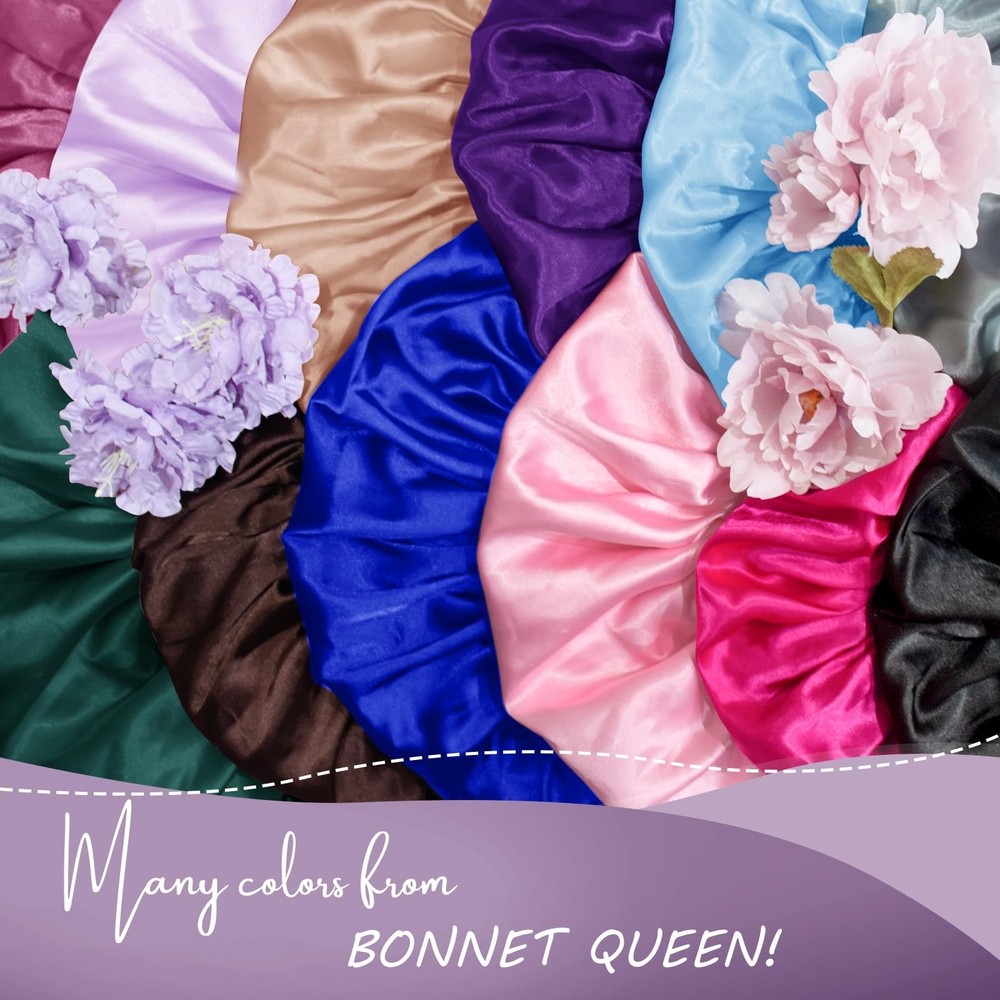 BONNET QUEEN Braid Bonnet Silk Bonnet Foldable Extra Long Wrap for Braids Sat...