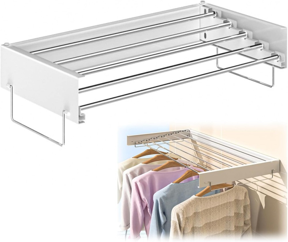 Stainless Steel Laundry Drying Rack, Wall Mounted Collapsible Laundry Clothes Dr