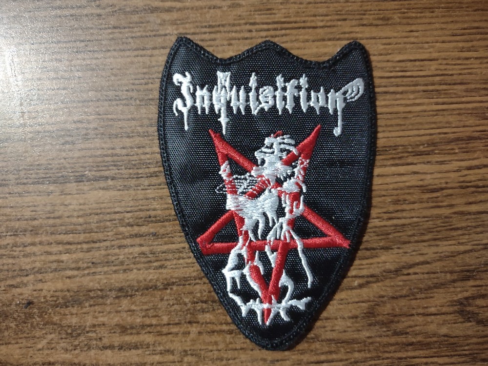 INQUISITION + LOGO,SEW ON WHITE AND RED EMBROIDERED PATCH