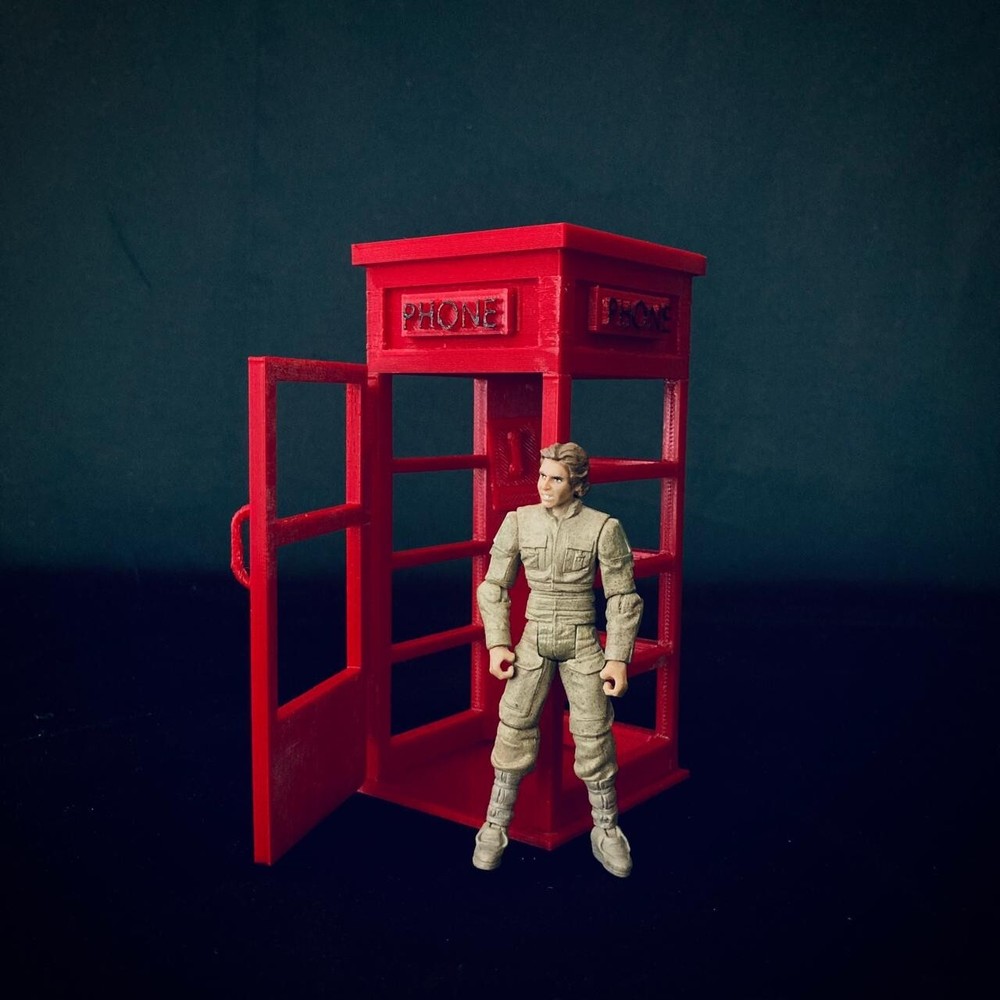 Custom PHONE BOOTH for 3.75 IN (1:18) Figure Diorama