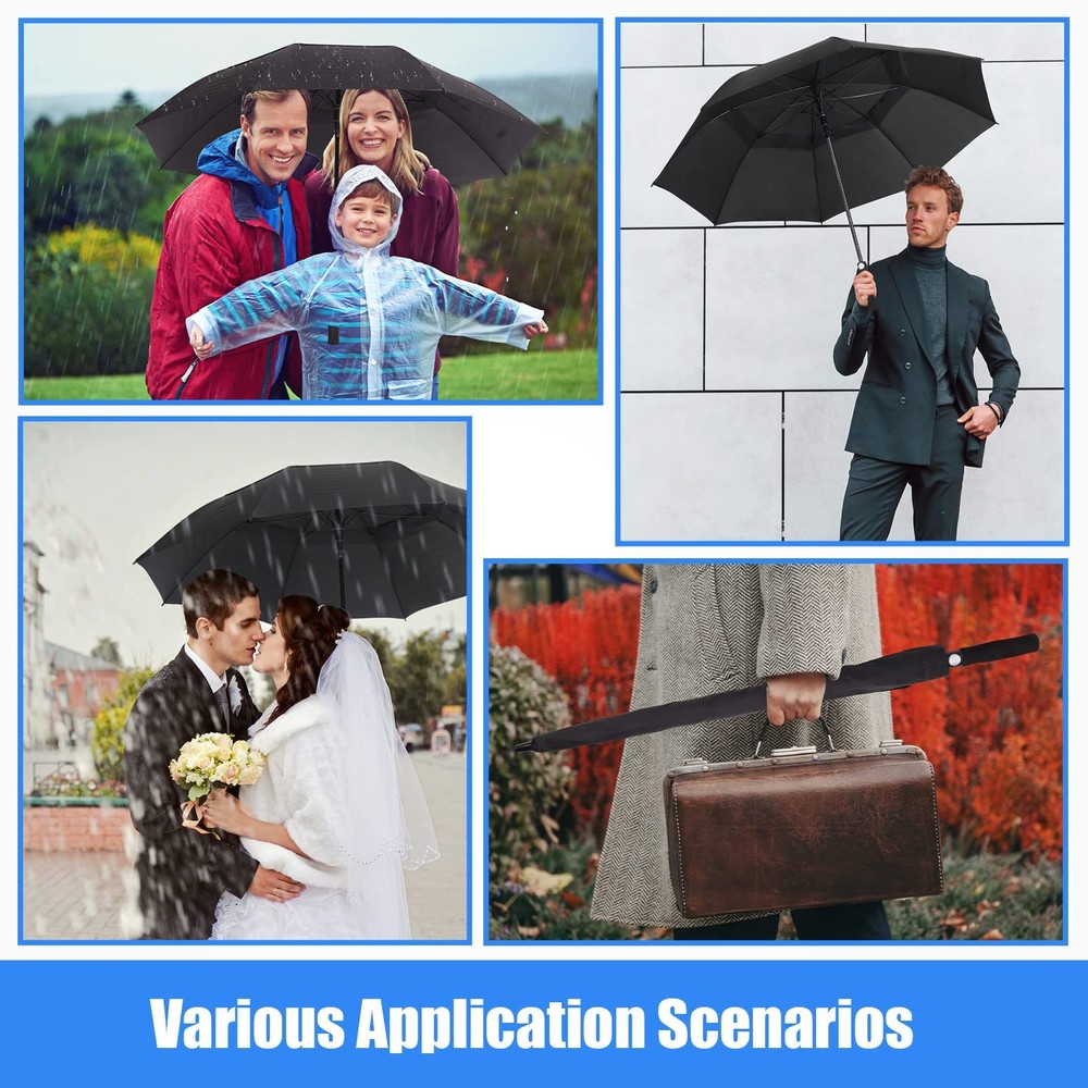 Golf Umbrella 62 Inch Automatic Open Double Canopy Heavy Duty Windproof