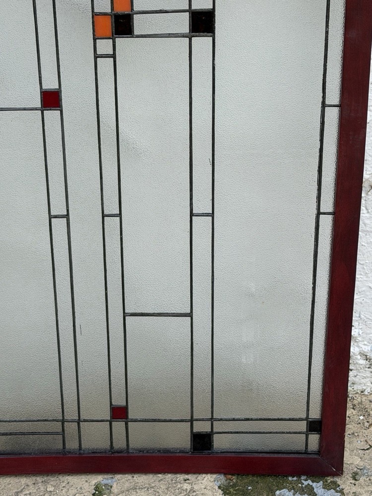After FRANK LLOYD WRIGHT Beautiful Stained Glass Window Panel 40” Suncatcher
