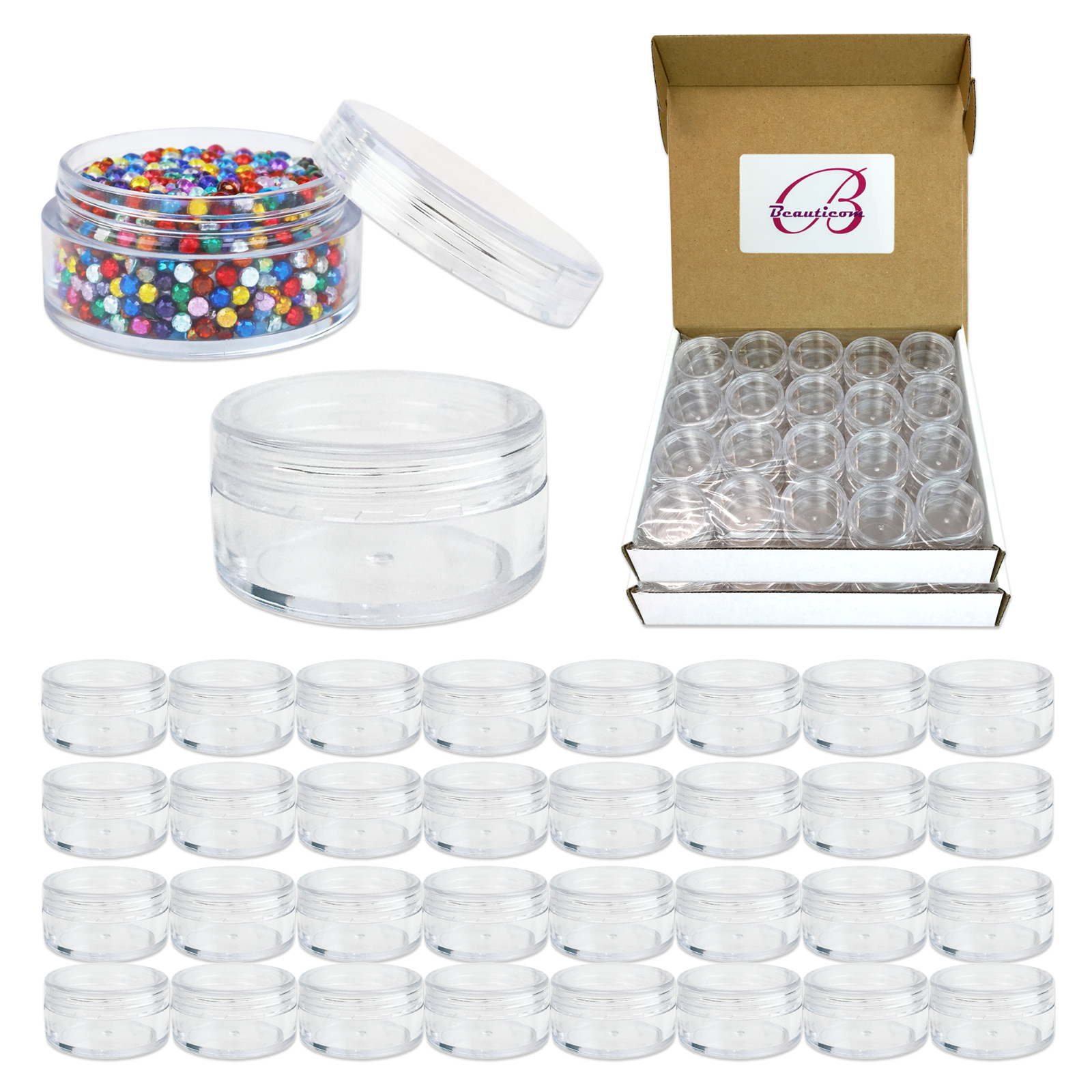 100 Packs 10 Gram/10ML High Quality Cream Cosmetic Sample Clear Jar Containers