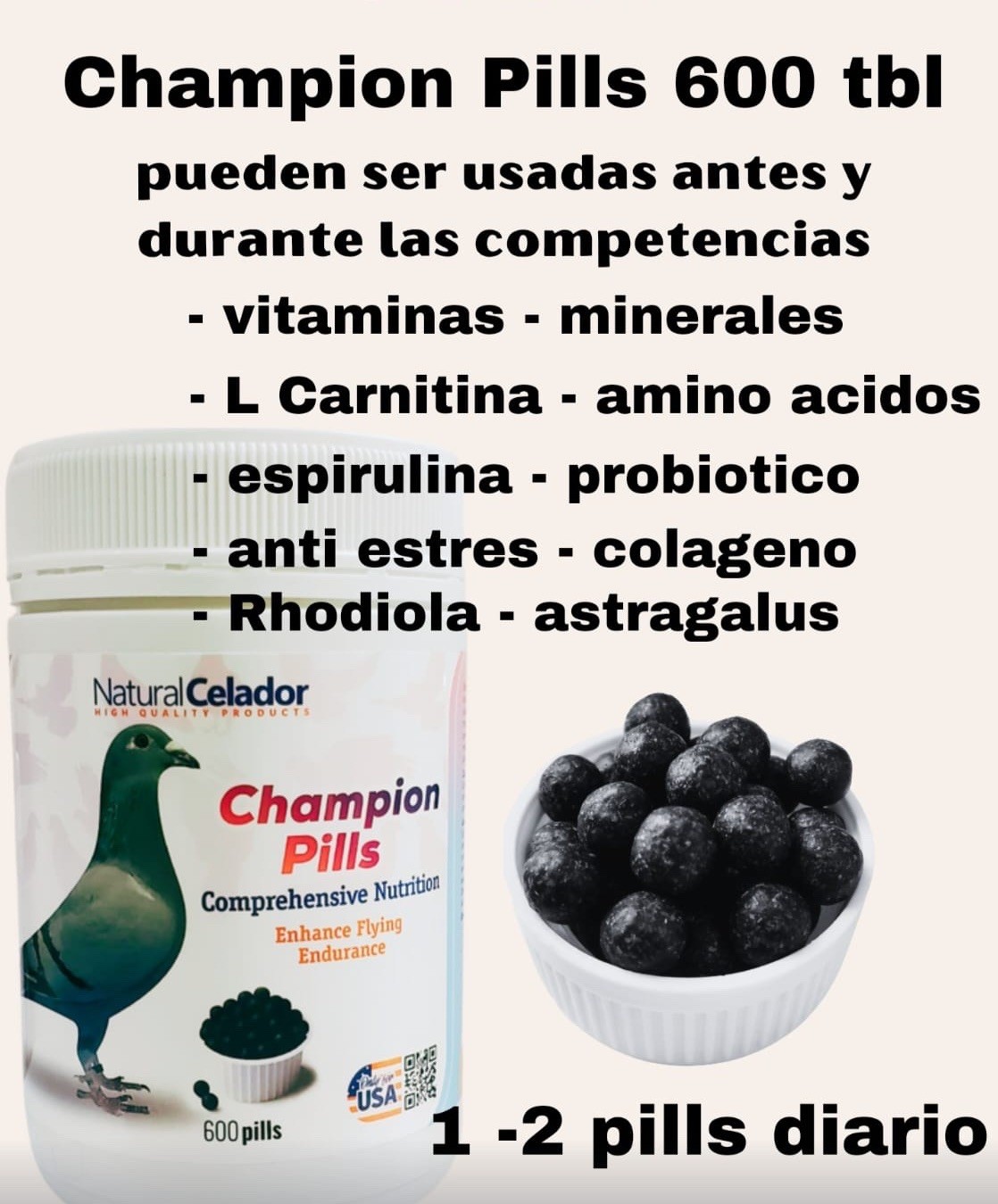 NaturalCelador Champion Pills for Birds 600 Tablets