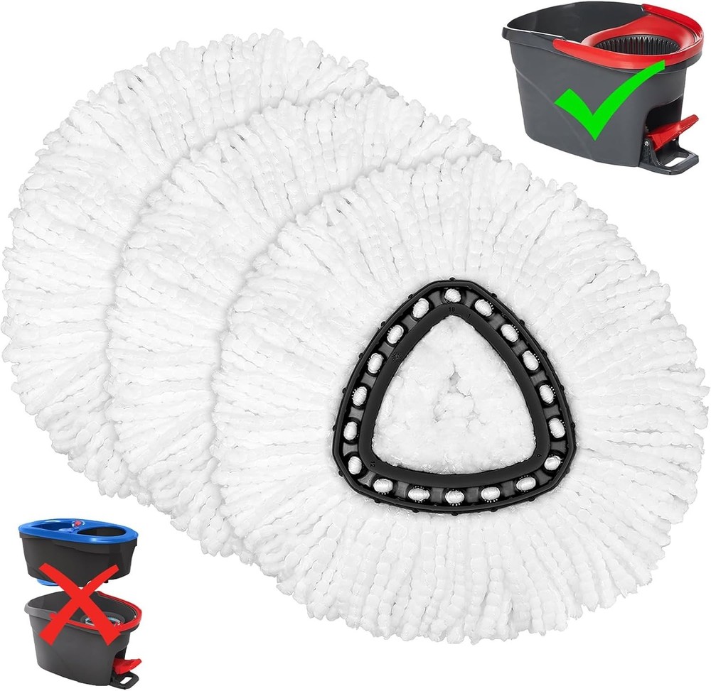 3 × Replacement Microfiber Mop HEAD For O-Cedar Spin Mop Easy Clean Wring Refill