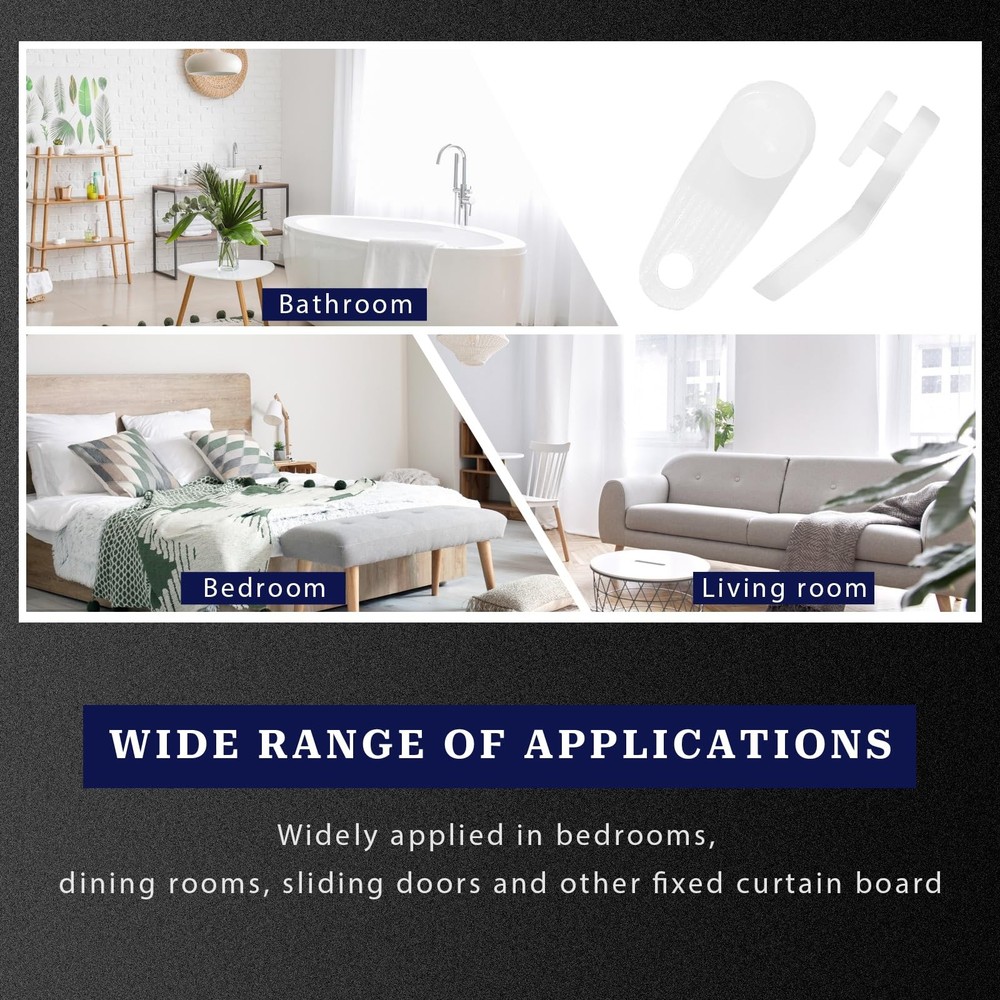 50 Pcs Plastic Curtain Hooks Roller Track Gliders White