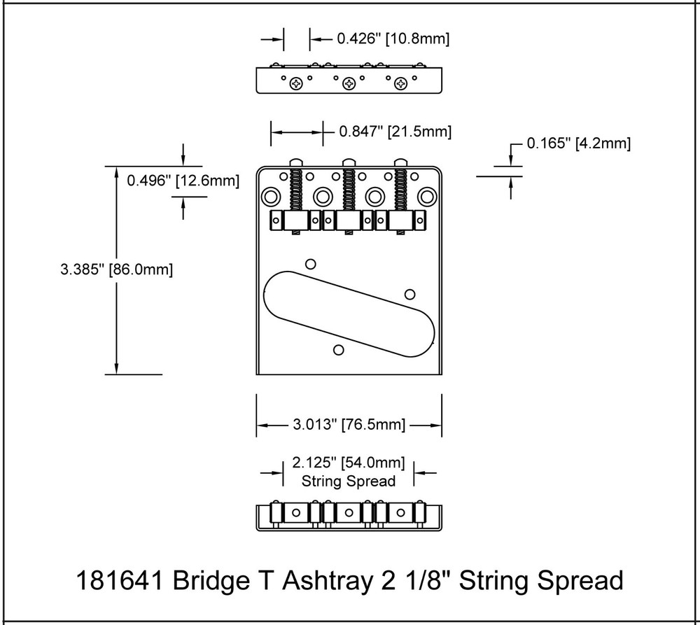 Bridge T Ashtray Black 2 1/8" String Spread 181641BK