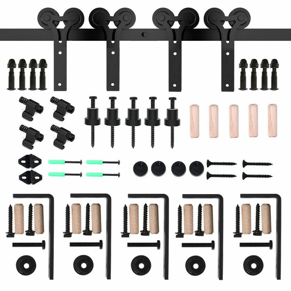 4-20FT Ceiling Mount Bracket Sliding Barn Door Hardware Track Kit Single/Double