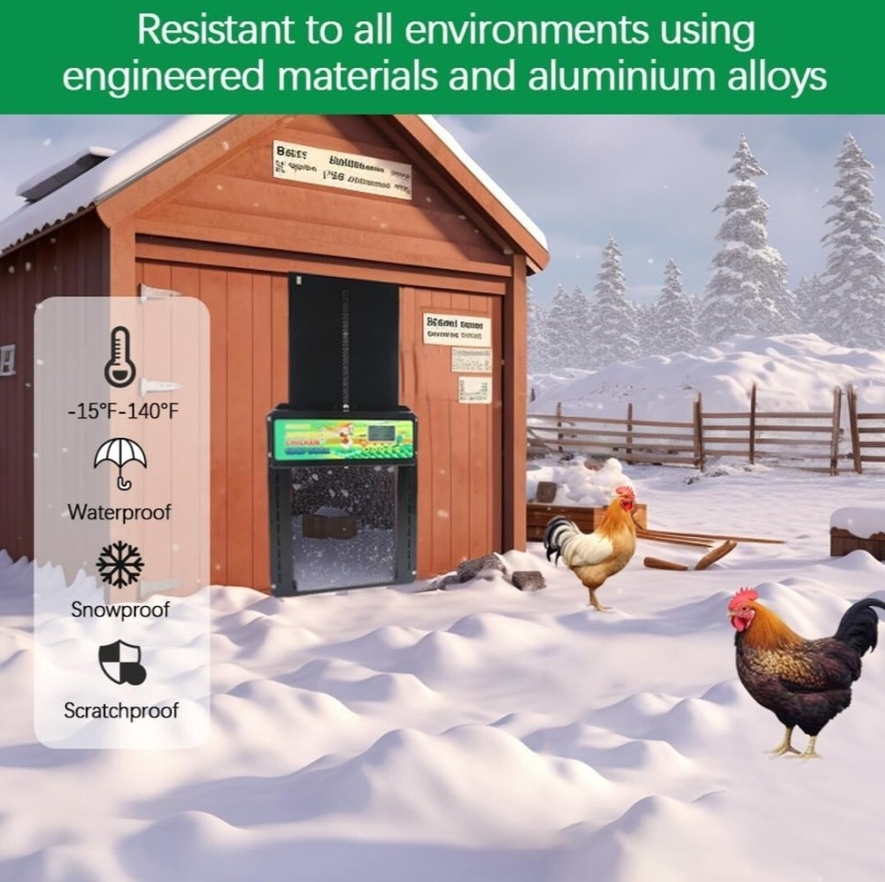Automatic Chicken Coop Door Auto Chicken Door Opener Timer & Light Sensor