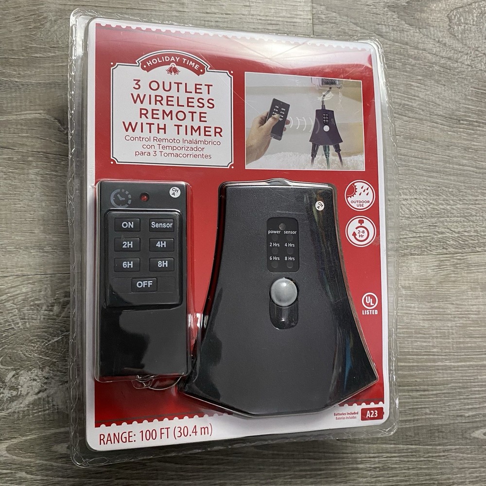 Holiday Time 3 Outlet Wireless Remote Control with Timer Christmas Lights 🔥🔥🔥