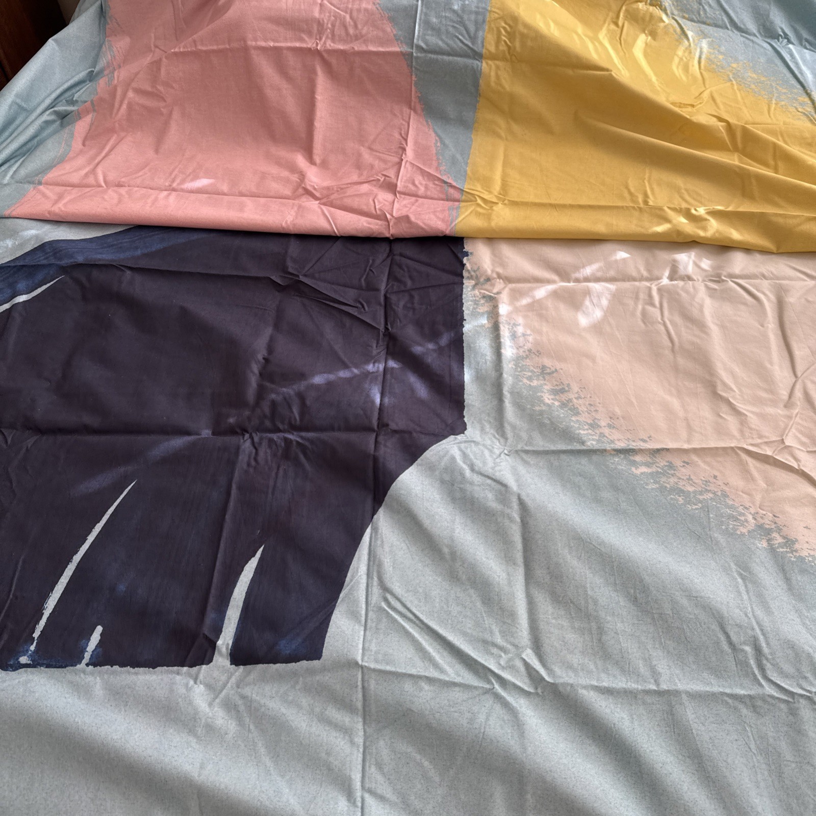 West Elm Organic Percale Abstract Fans Duvet Cover Full/Queen- Air 100% Organic