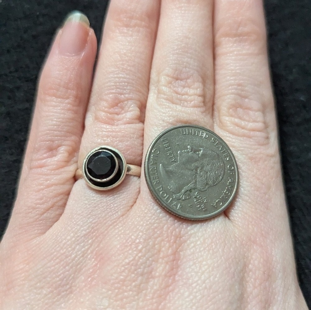 Sterling Silver Red Garnet Gemstone Dainty Delicate Statement Ring - Size 6.5