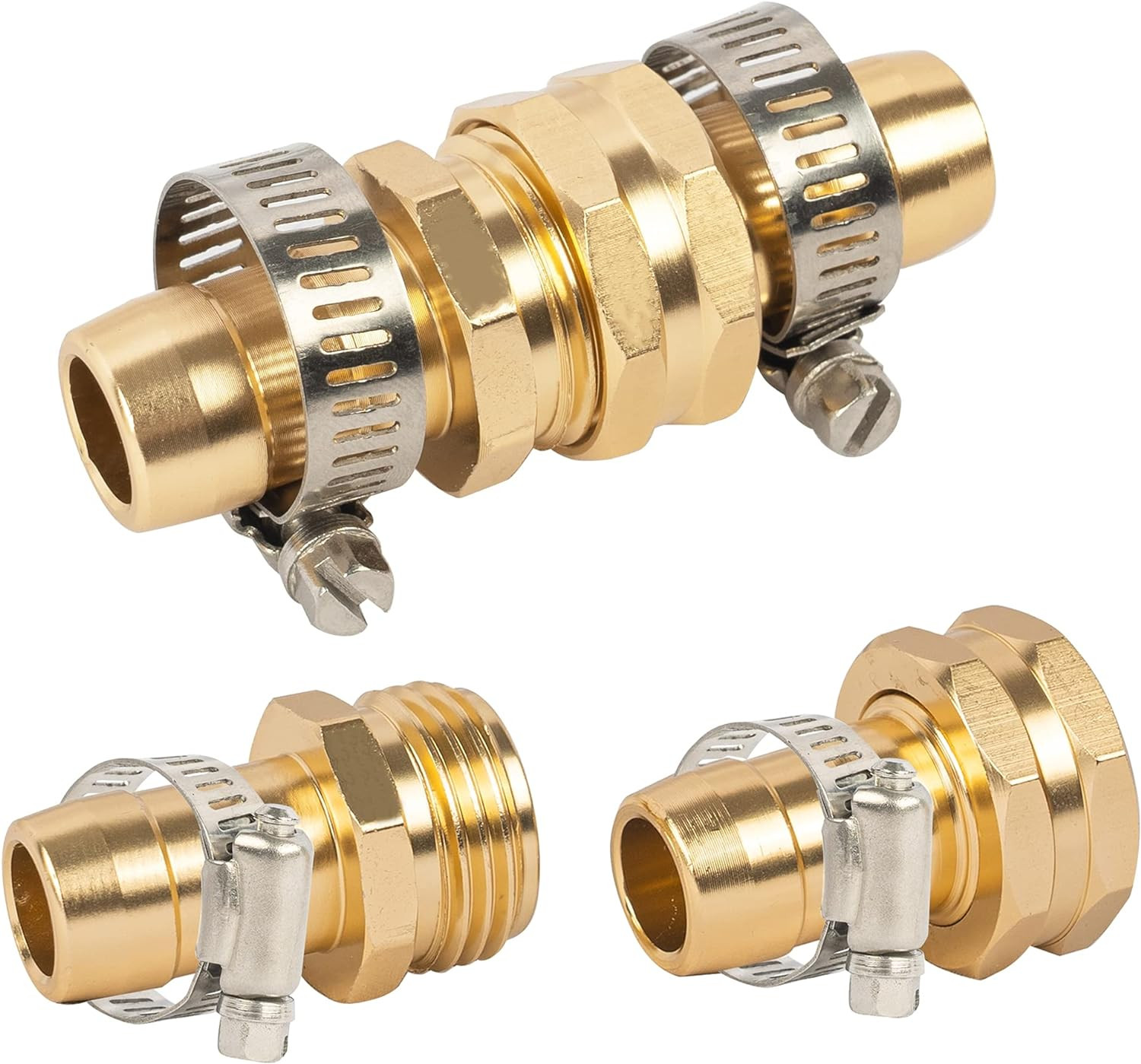 Hourleey Garden Hose Repair Connector with Clamps, Fit for 3/4" or 5/8" Garden H