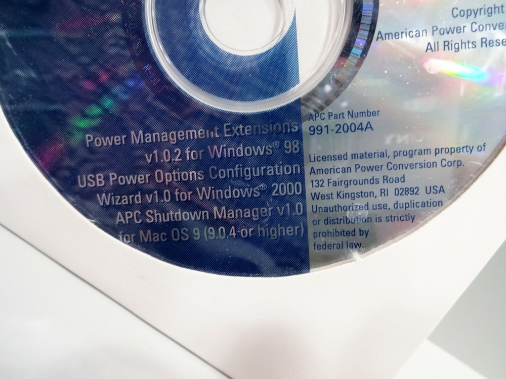 New APC POWER MANAGEMENT SOFTWARE CD Extensions 991-2004A Backup Battery UPS