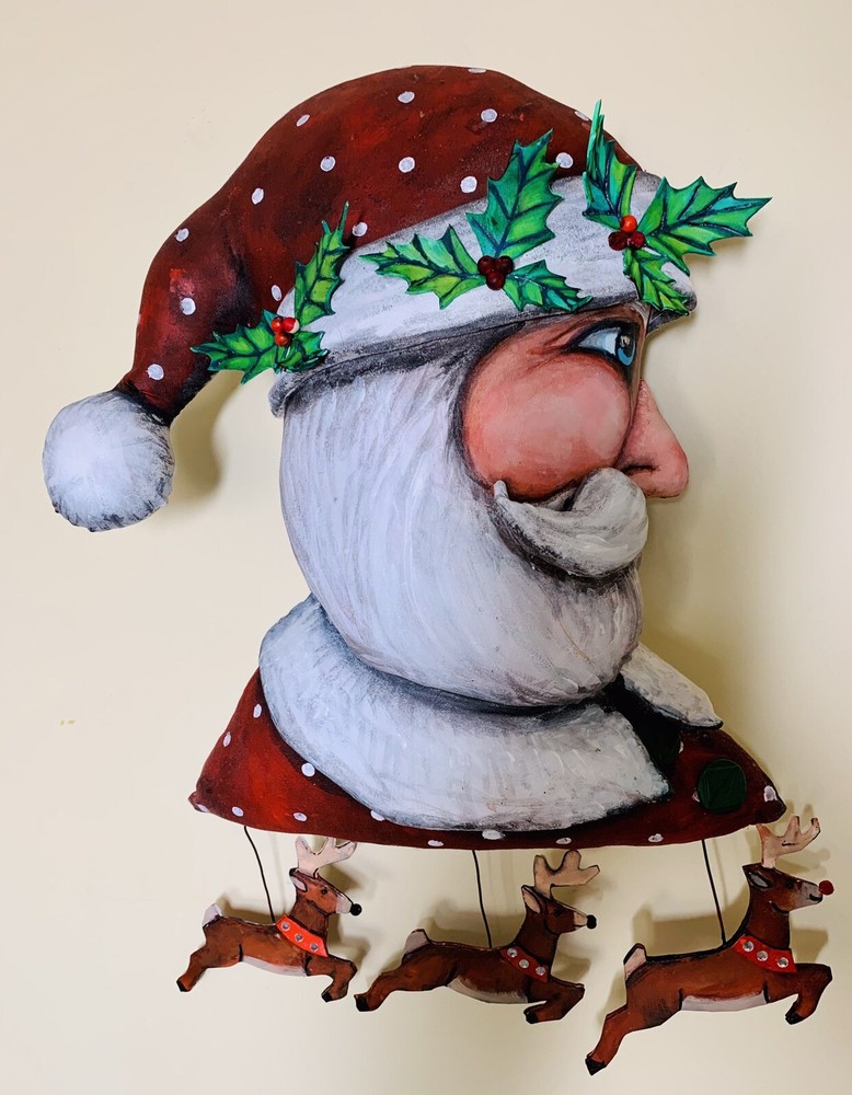 Cloth Folk Art Pattern “Santa’s Here” By Susan Barmore