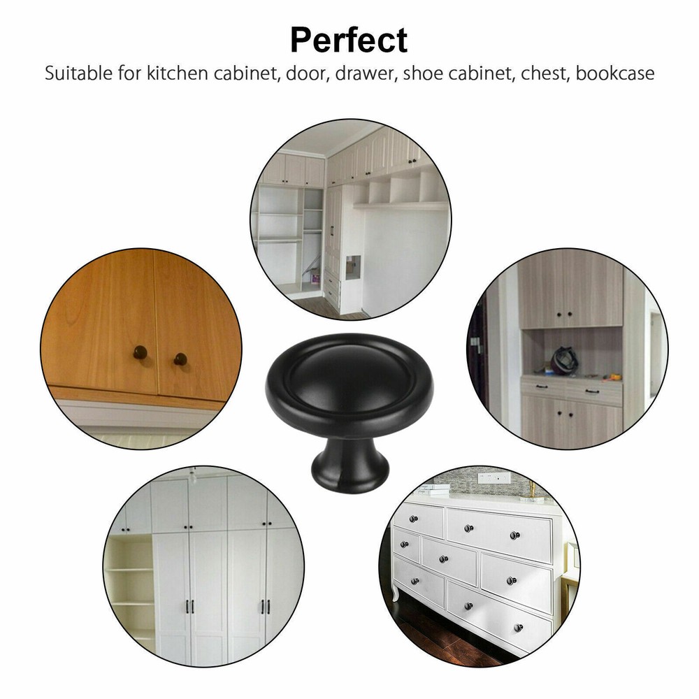 Cabinet Black Knobs Bedroom Kitchen Drawer Cupboard Handle Pulls Hardware LOT