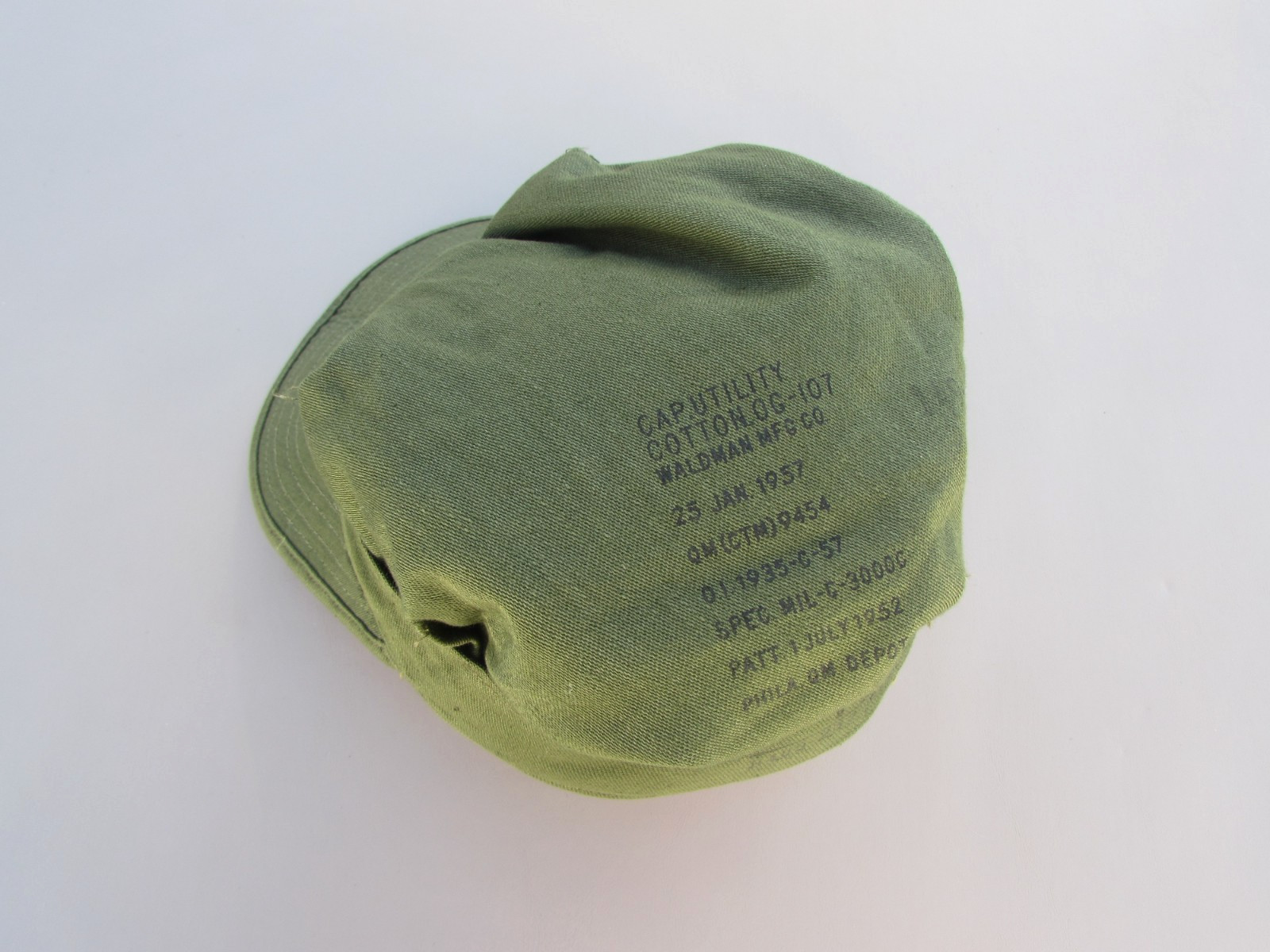 ORIGINAL VIETNAM 1957 MAAG SPECIAL FORCES M1952 OG-107 UTILITY UNIFORM CAP LAOS