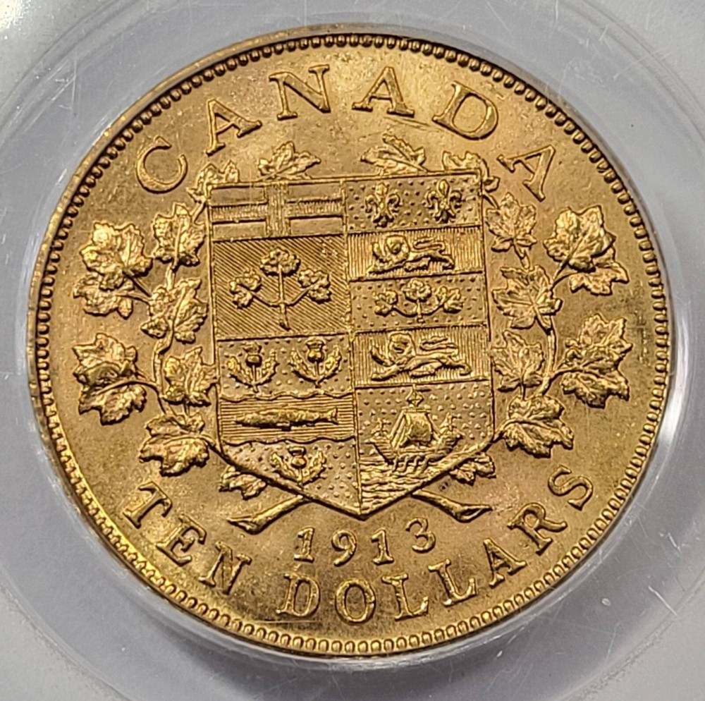 1913 CANADA Gold 10 DOLLARS PCGS MS-62