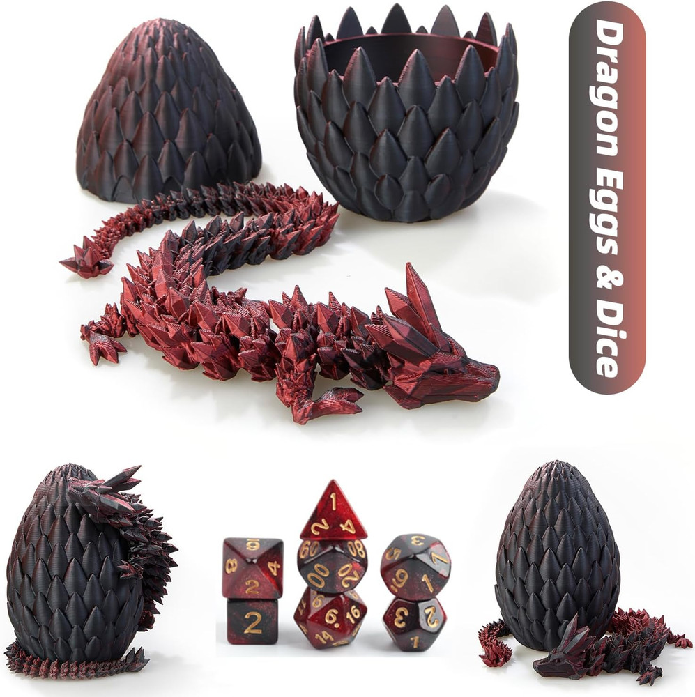 7 Pcs DND Dice Set with 3D Printed Dragon Egg Gift Box RPG Polyhedral Dice