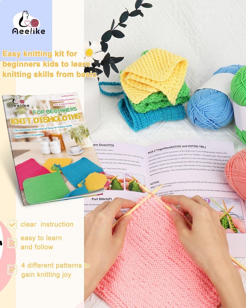 Aeelike Knitting Kit for Beginners, Complete Beginner Crochet Kit Easy Inclu...