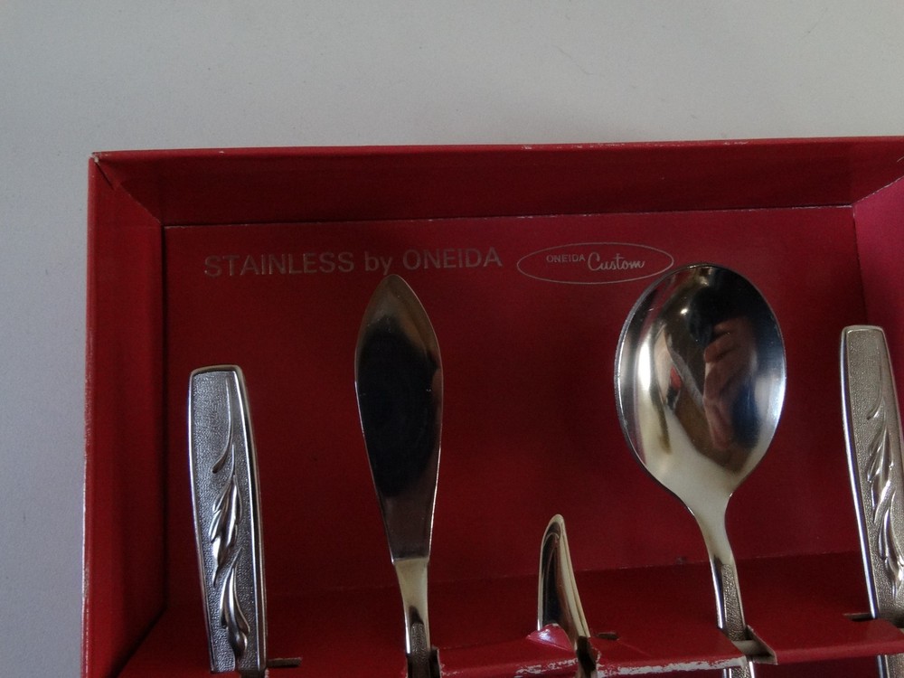 Oneida -Custom Stainless Flatware Silverware AUTUMN MEMORY in box 5 pieces