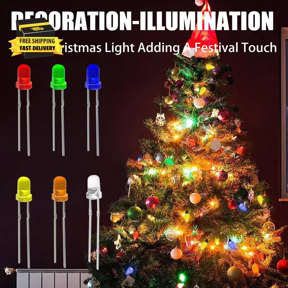 200Pcs 3Mm LED Light Emitting Diodes Assortment Kit round Diffused Led Circuit C