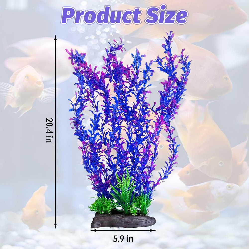 Hamiledyi Aquarium Plastic Plants Decor Artificial Fish 20.4 in, D