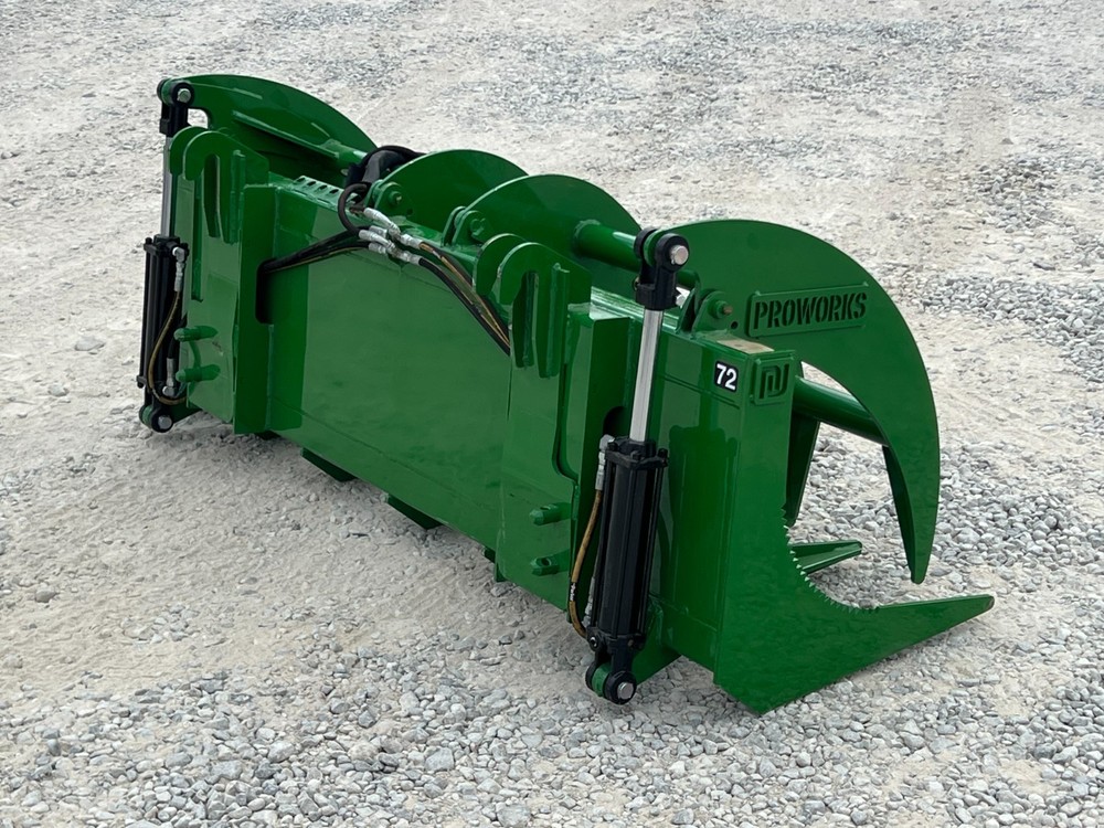 Proworks 72" Root Rake Clam Grapple Attachment John Deere Compact Tractor Loader