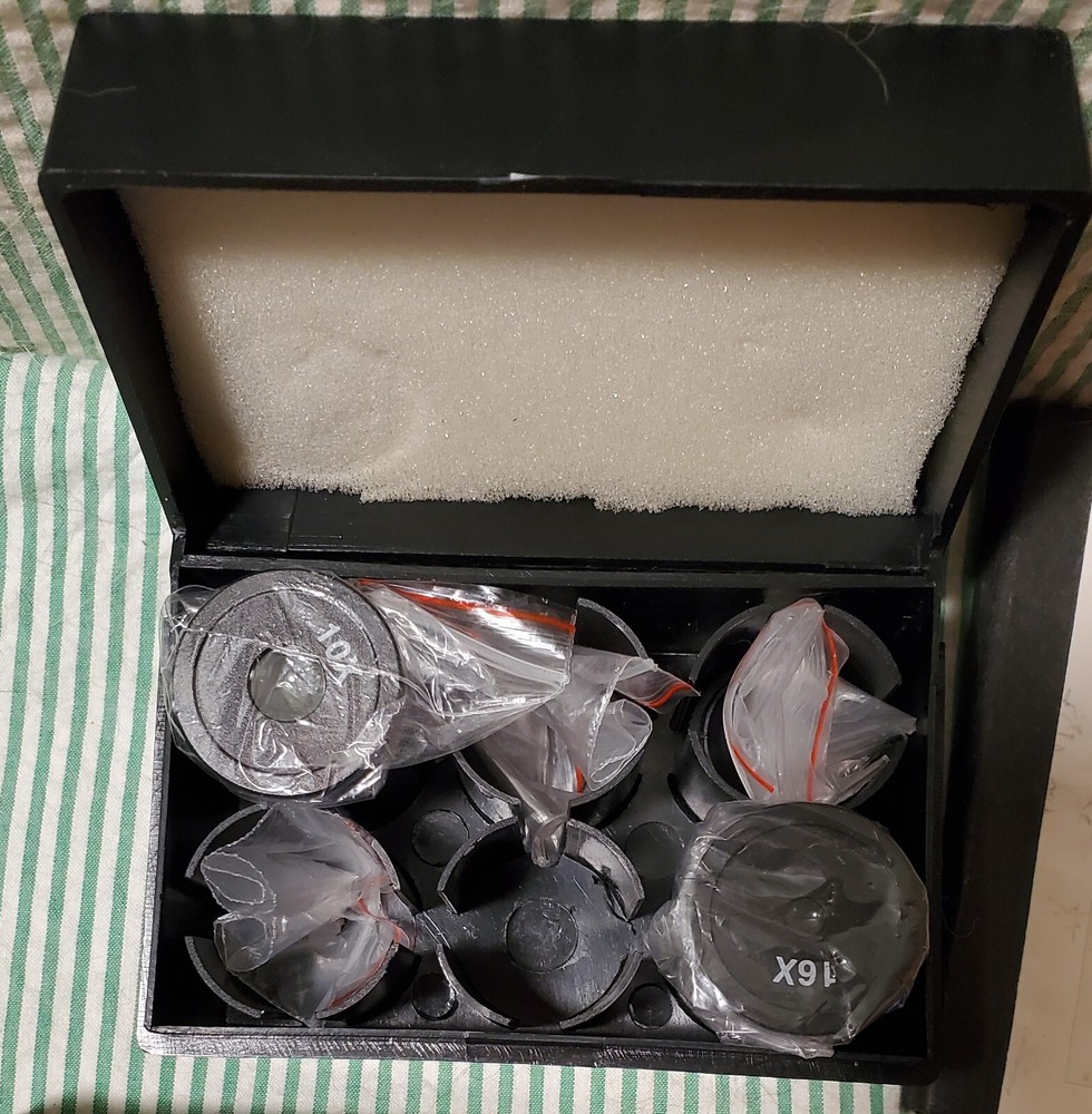 XSP-OO Series Microscope w Case Slides Book Eyepieces 3 Objectives