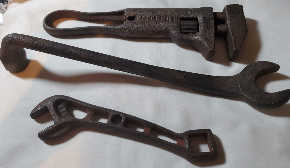 Wrenches Ford Socket Combo McCormick Farm Monkey Buggy Angle Head Lot 3 Antique