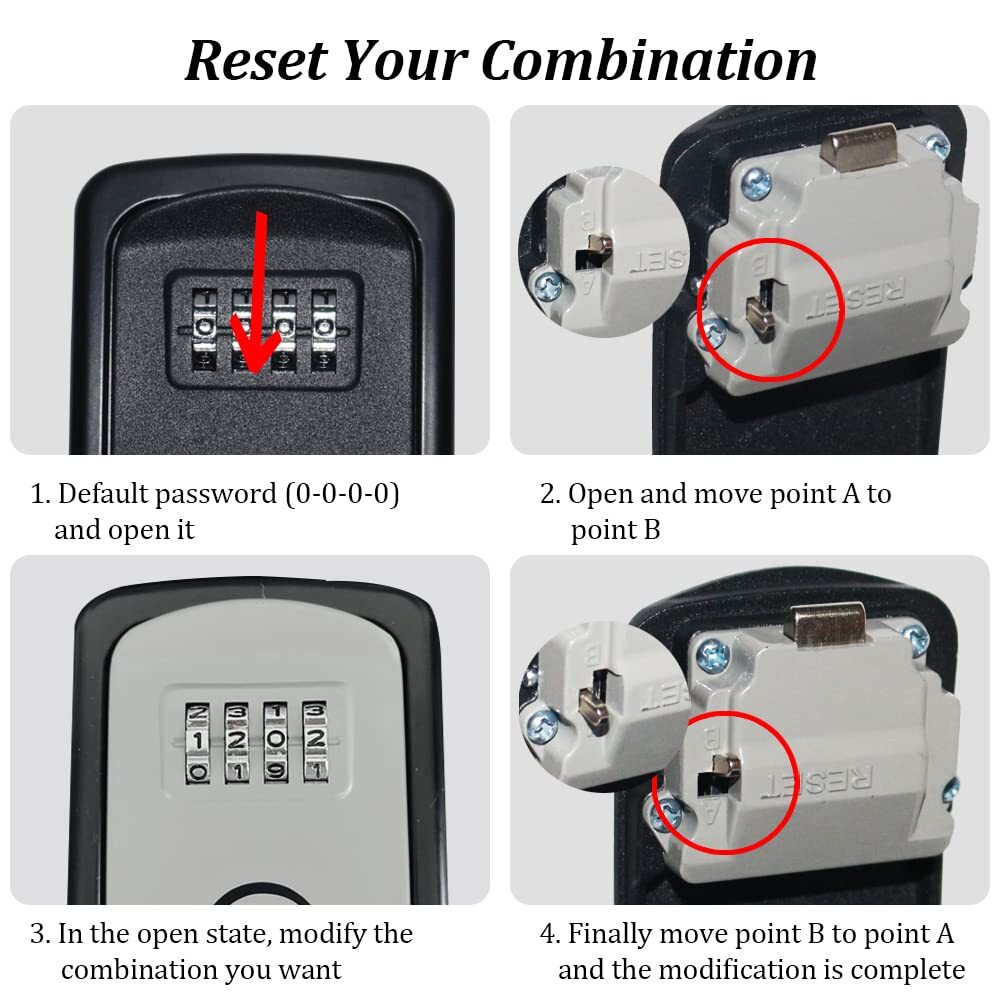 4 Digit Portable Lock BoxSet Your Own CombinationWith Removable Cable and Sha...