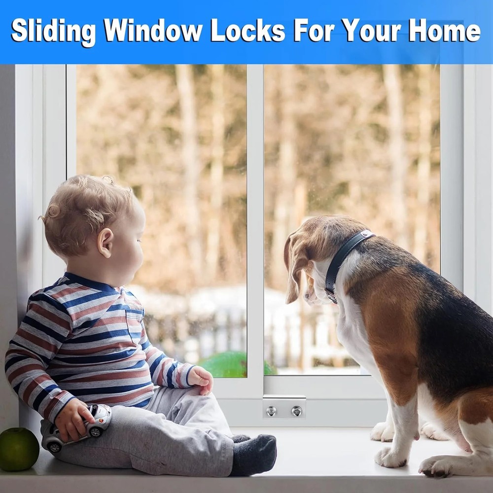 Sliding Window Locks (2 Sets), Secure Window Lock with Key, Window Locks for Up