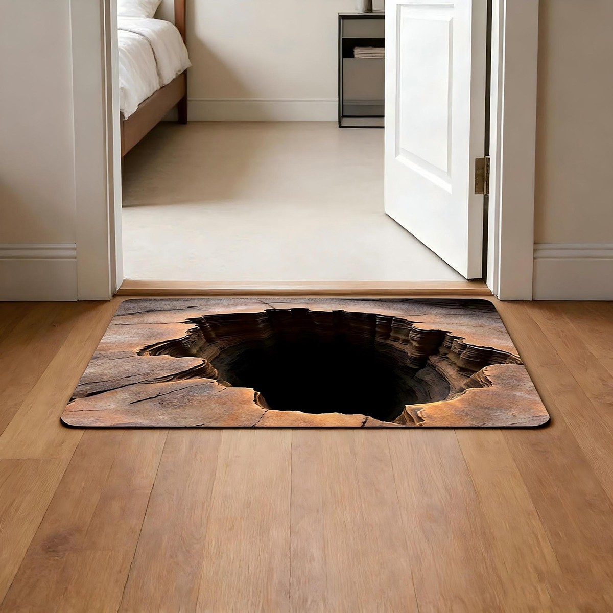 Design 3D Rugs Optical Illusion Hole For Door Entrance Bath and Stair Zones