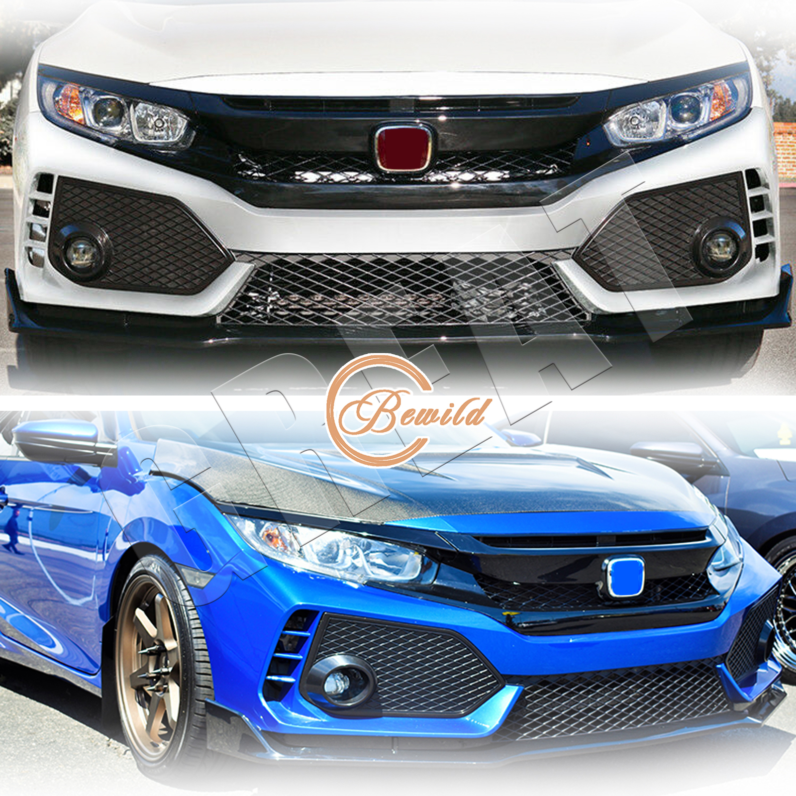 Retrofit Front Bumper Body Parts Kit For 2016-2018 Honda Civic 4-Door Sedan