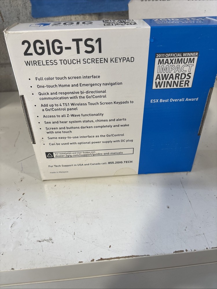 2GIG-TS1-E Wireless Touch Screen Keypad 2 Gig Secondary Keypad