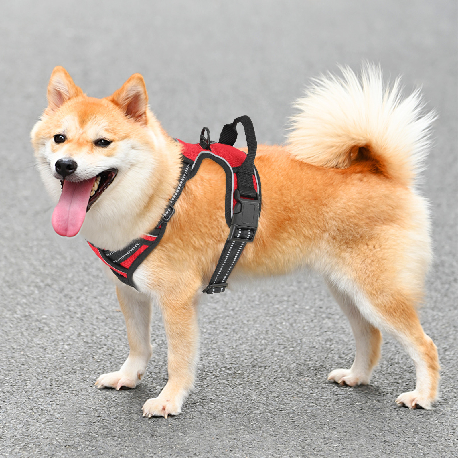Adjustable Control No Pull Pet Dog Harness Red w/Reflective Strips & Soft Handle