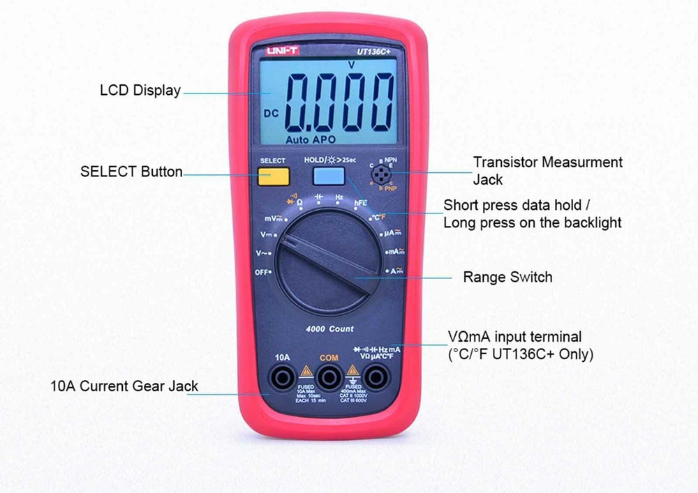 UNI-T UT136C+ Multimeter Digital multimeter tester AC DC Voltmeter Ammeter