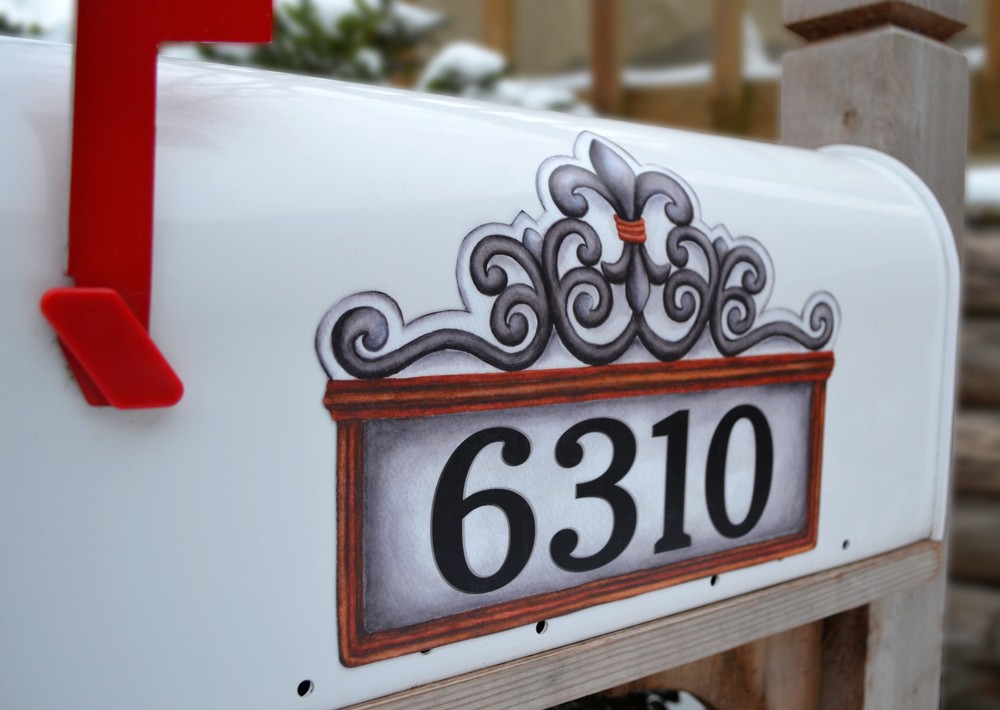 Mailbox Magnet (Partial Cover) Fleur de Lis Personalized Address Numbers