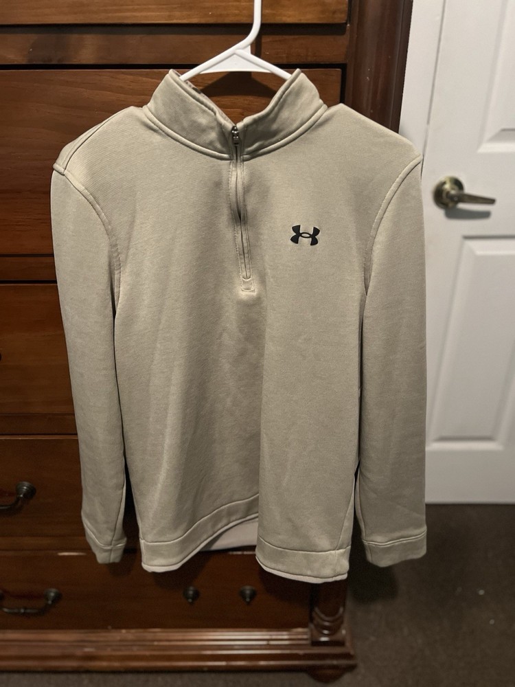 Under Armour Storm Sweater Fleece Quarter-Zip Pullover Biege, Size Medium