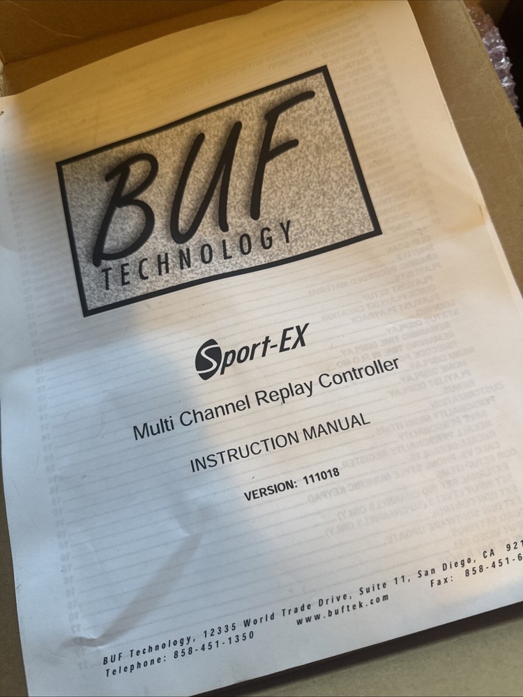 Buf Multi Channel Replay Controller - Sport Ex-