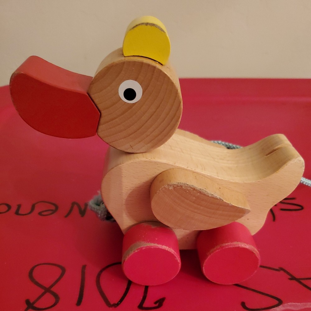 Vintage Wooden Pull Behind Duck Toy