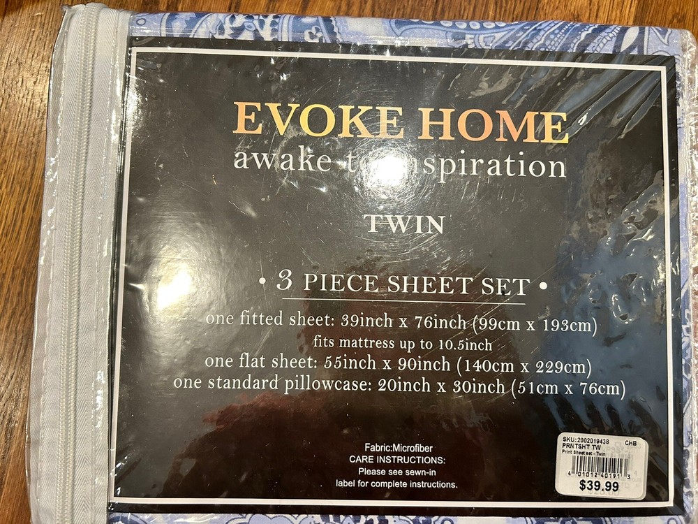 Evoke Home Twin Sheet Set