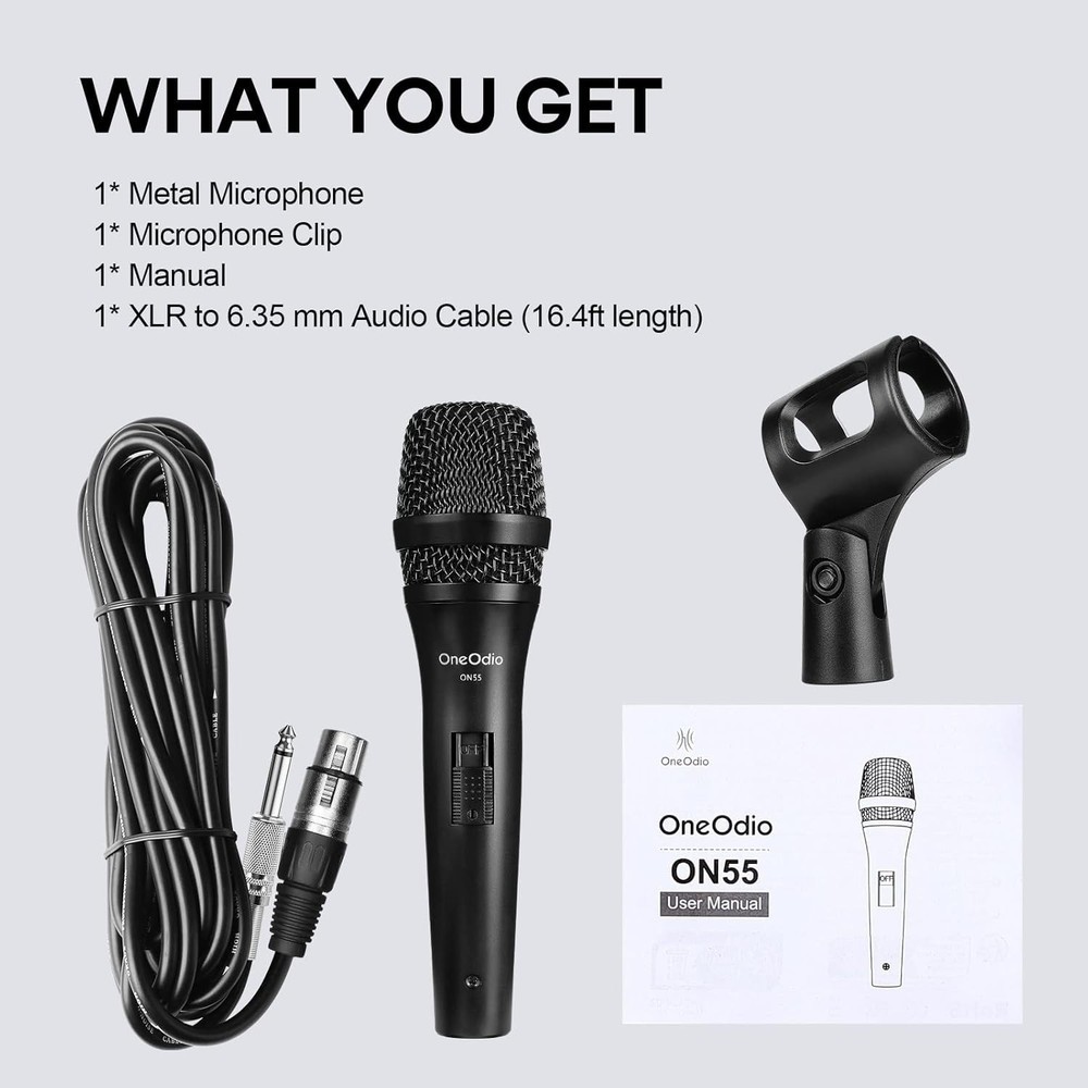 16.4ft XLR Wired Microphone with Cardioid Pattern for Superior Vocal Performance