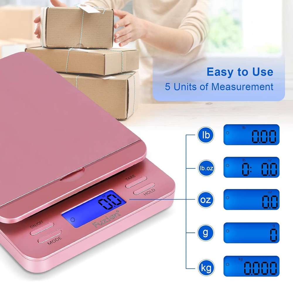Versatile Package Scale with 5 Units - 86 lb Capacity, Tare & Hold Features