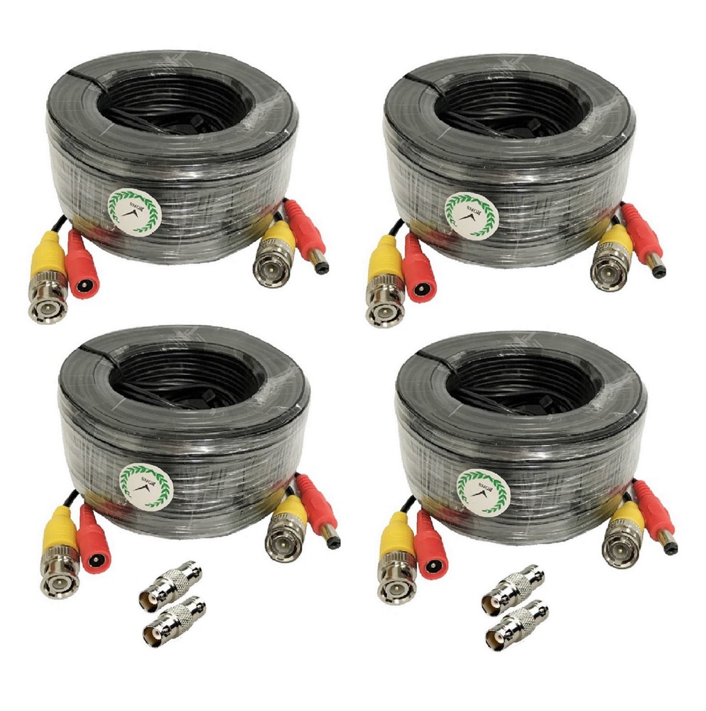 4 PACK 100ft security camera bnc video power cable extension for cctv dvr